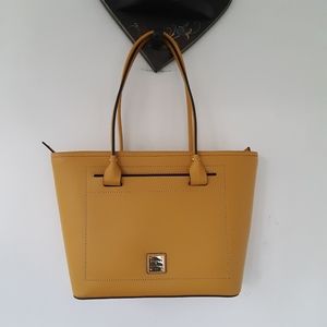 Dooney Bourke Mustard Golden YELLOW Beacon Vachetta Leather Shopper Tote Bag